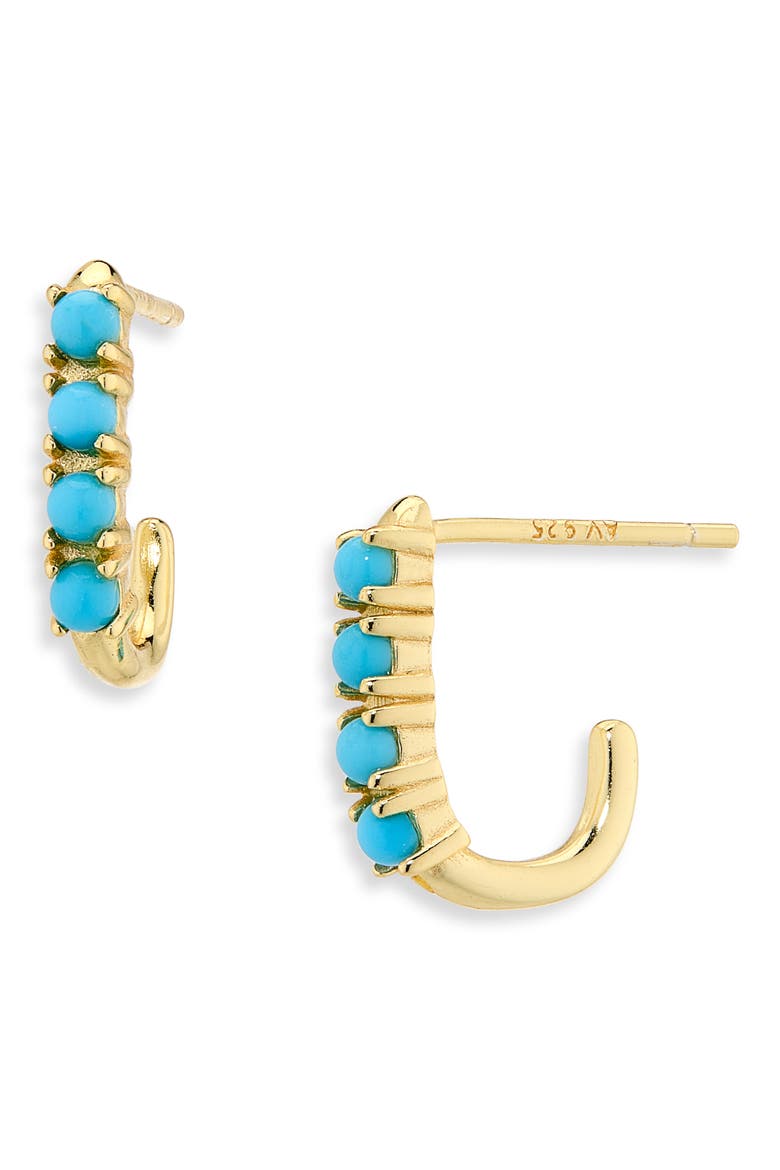 Turquoise Oblong Hoop Earrings, Main, color, GOLD