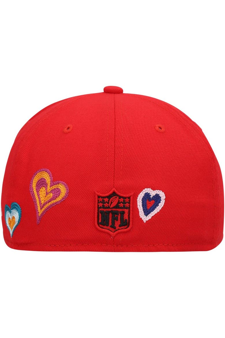 Men's New Era Red Kansas City Chiefs Chain Stitch Heart 59FIFTY Fitted Hat, Alternate, color, Red