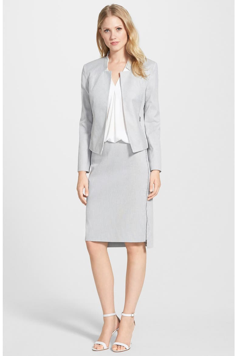 Open Front Seersucker Jacket, Main, color, NAVY SEERSUCKER STRIPE