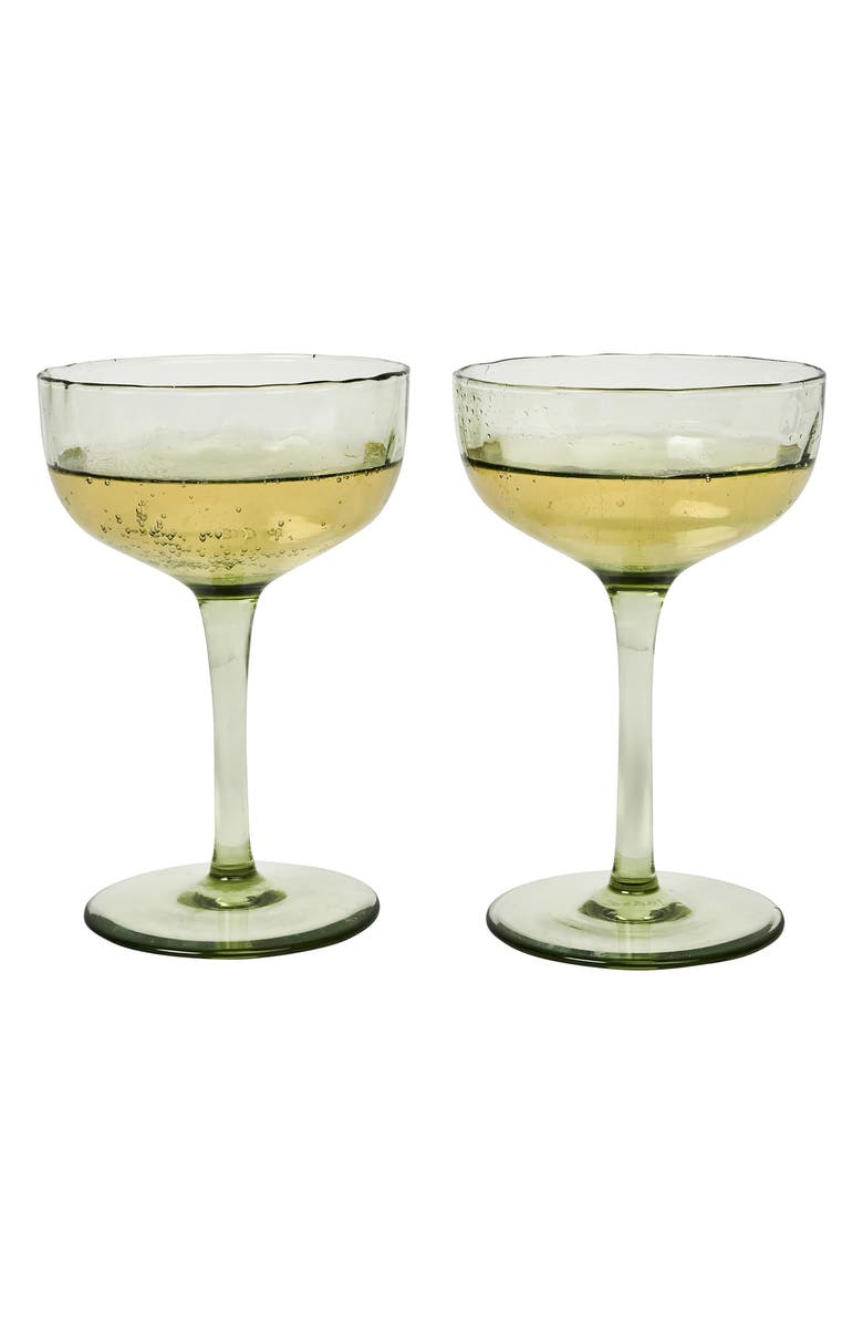 Juliska Puro Set of 2 Cocktail Coupé Glasses, Alternate, color, Basil