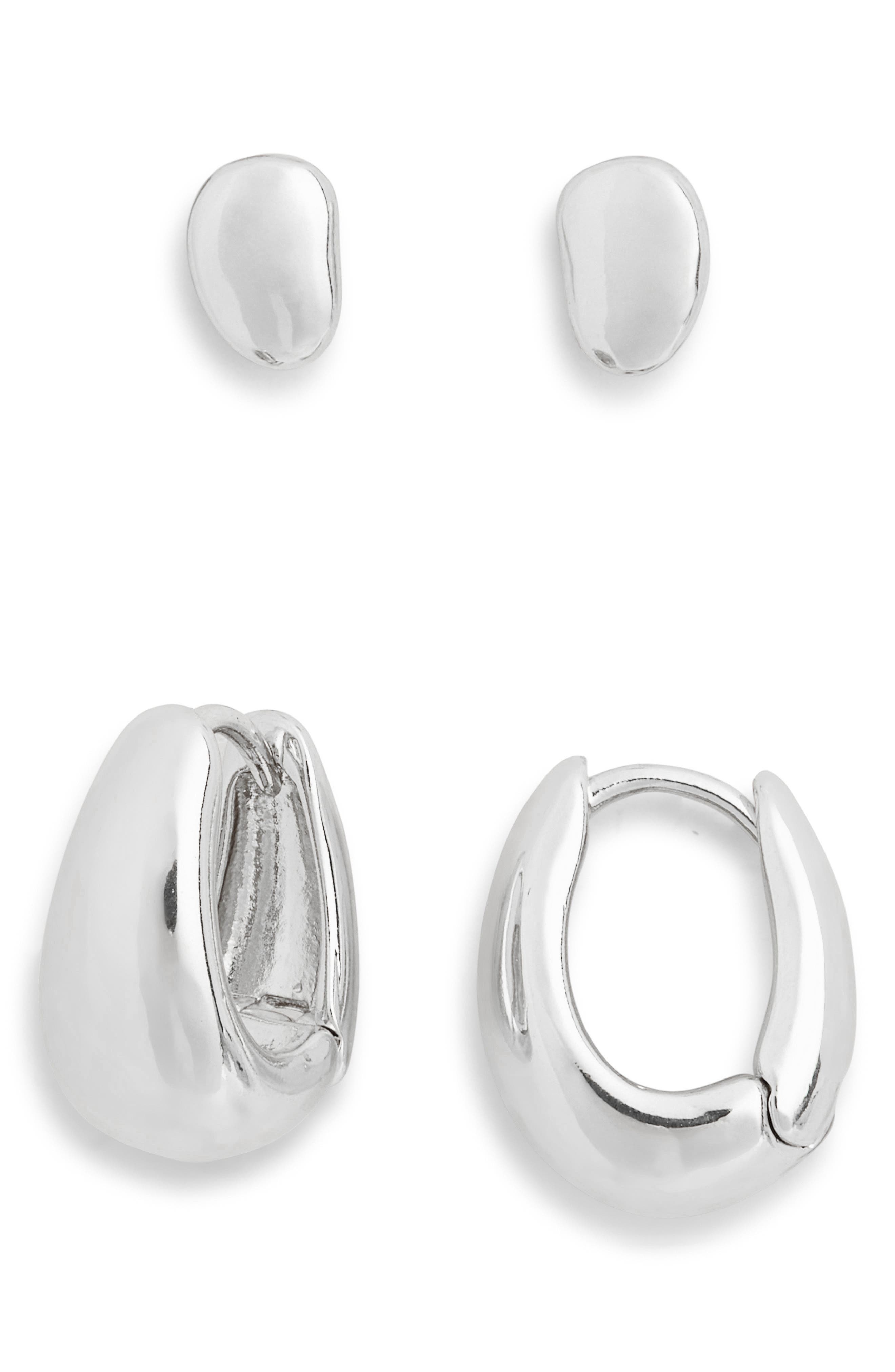 NORDSTROM RACK Set of 2 Demi Fine Stud & Huggie Hoop Earrings