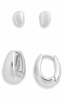 NORDSTROM RACK Set of 2 Demi Fine Stud & Huggie Hoop Earrings