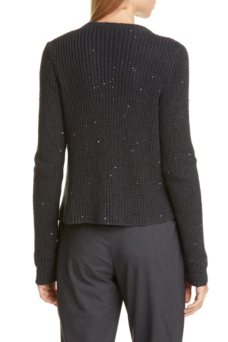 Sequin Rib Cardigan, Alternate, color, BLACK