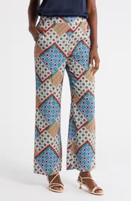 Elie Tahari Andrea Printed Wide Leg Silk Blend Pants