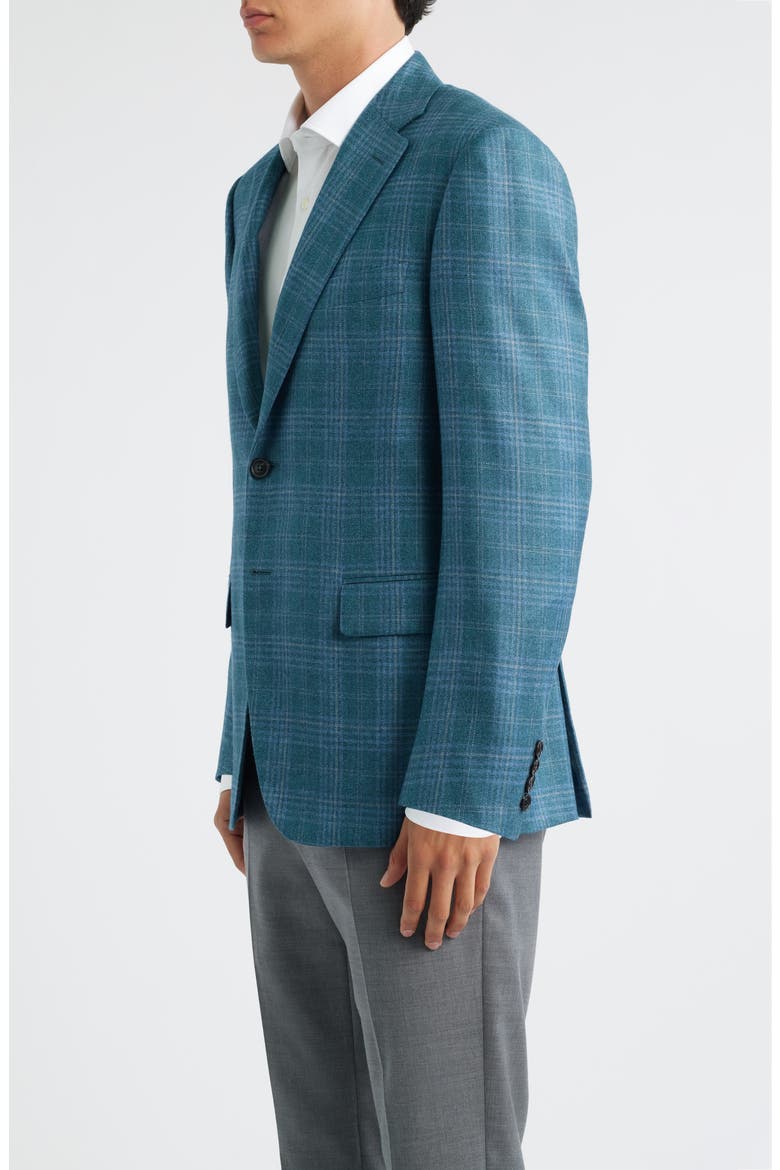 Siena Regular Fit Green Plaid Silk & Cashmere Sport Coat, Alternate, color, GREEN