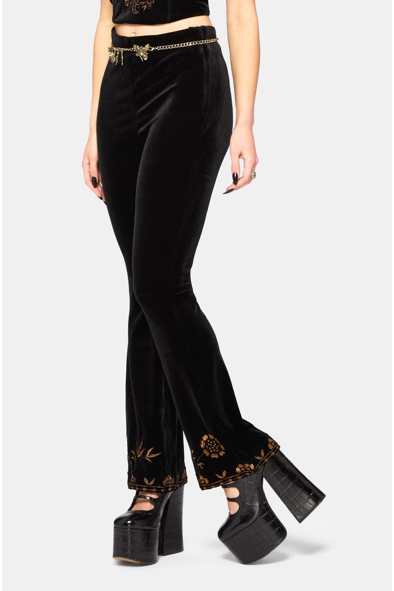 Kobra Velour Embroidered Flare Trouser, Alternate, color, Black