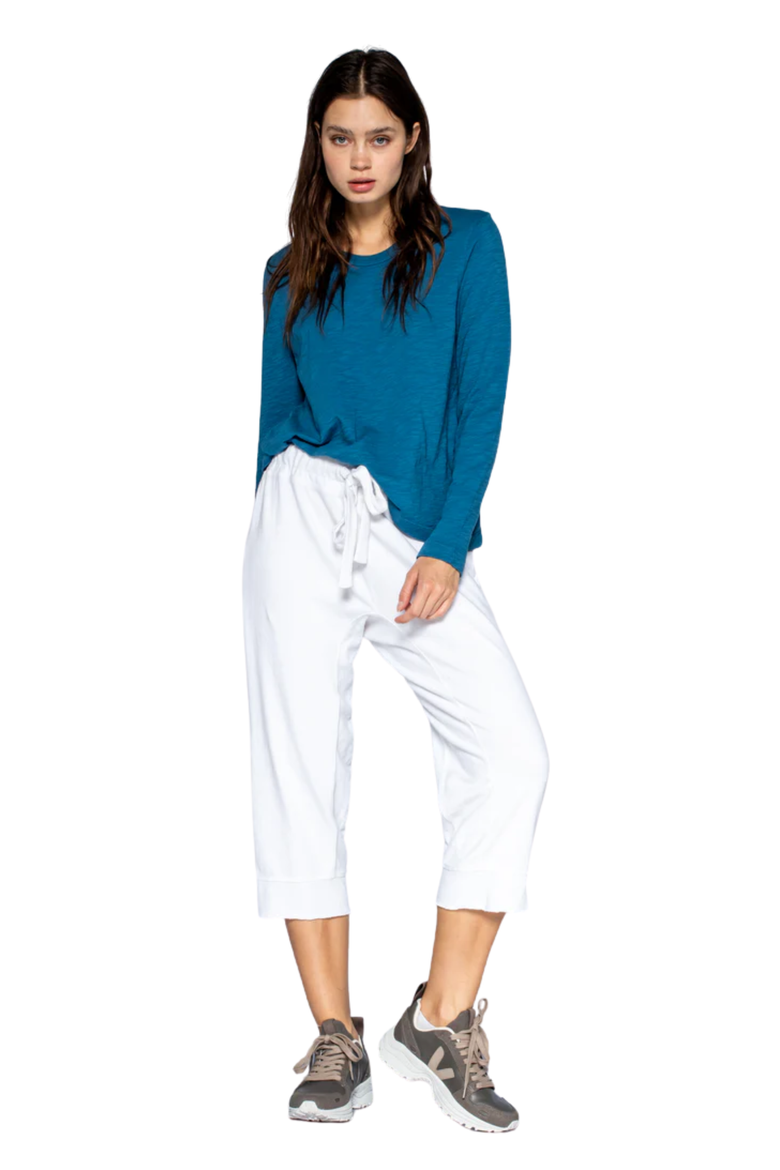 Crop Raw Jogger Easy Fit Pants, Alternate, color, White