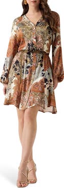 Marciano Gwenda Long Sleeve Mixed Print Dress