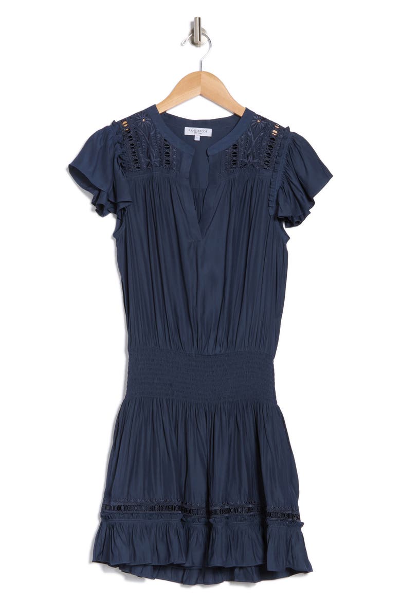 Marbelis Embroidered Tiered Dress, Alternate, color, NAVY