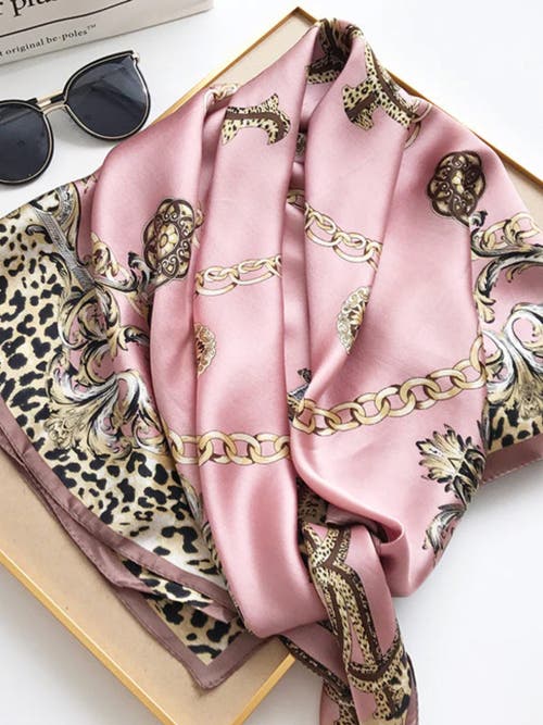 Shop Silksilky 100% Mulberry Silk Printed Square Shawl Scarf 88*88cm In Leopard