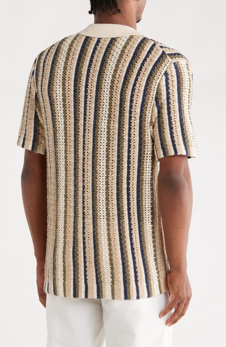 JASON WU Stripe Open Stitch Camp Shirt, Alternate, color, Neutral Combo