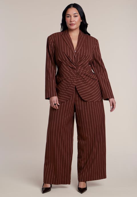 Wide Leg Pinstripe Trouser