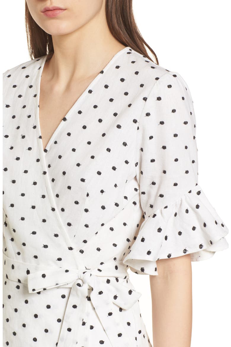 Kaitlyn Wrap Top, Alternate, color, IVORY POLKA DOT