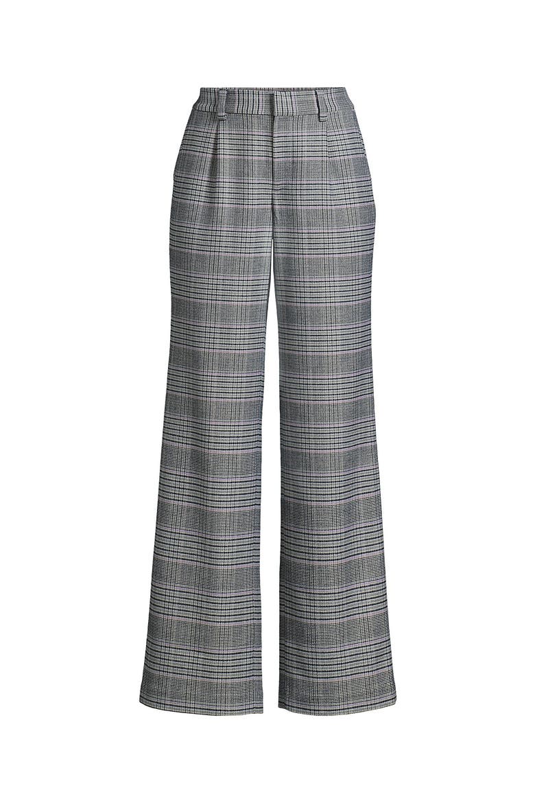 Brushed Flannel High Rise Pleated Wide Leg Pants, Alternate, color, Pink Amethyst Glen Plaid