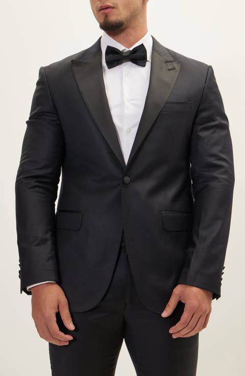 Trim Fit Peak Lapel Wool & Silk Tuxedo