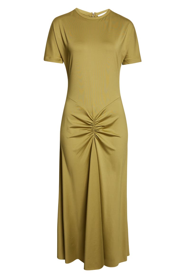 Gathered Detail T-Shirt Midi Dress, Alternate, color, GREENFINCH