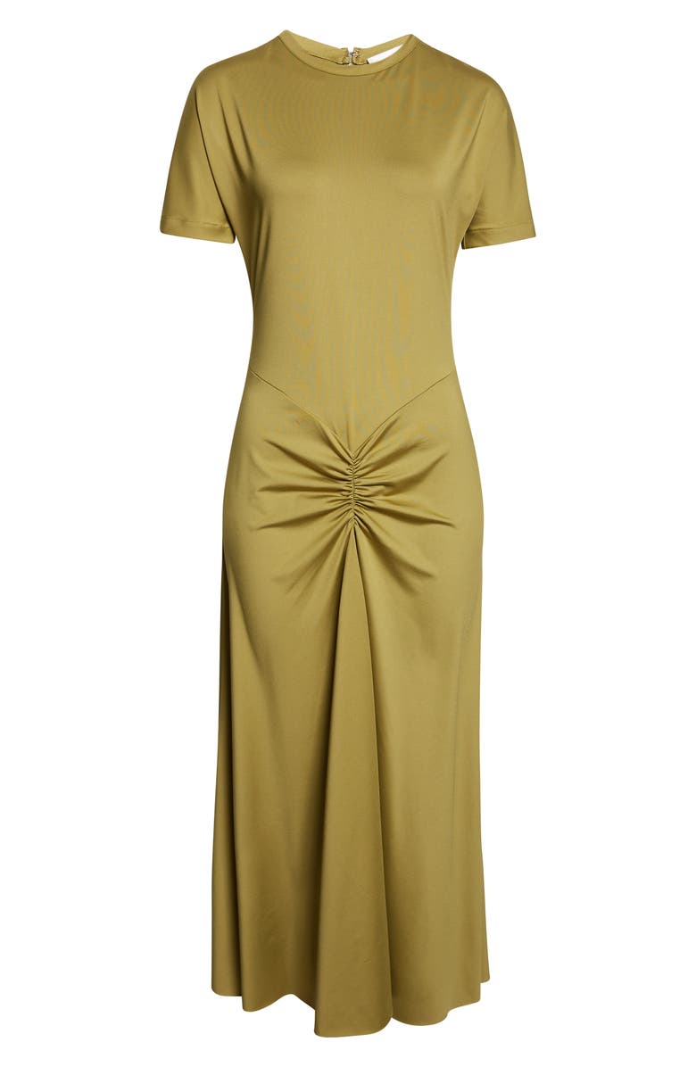 Victoria Beckham Gathered Detail T-Shirt Midi Dress, Alternate, color, Greenfinch