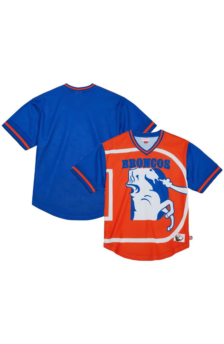 Mitchell & Ness Men's Mitchell & Ness Royal Denver Broncos Jumbotron 3.0 Mesh V-Neck T-Shirt, Main, color, Royal