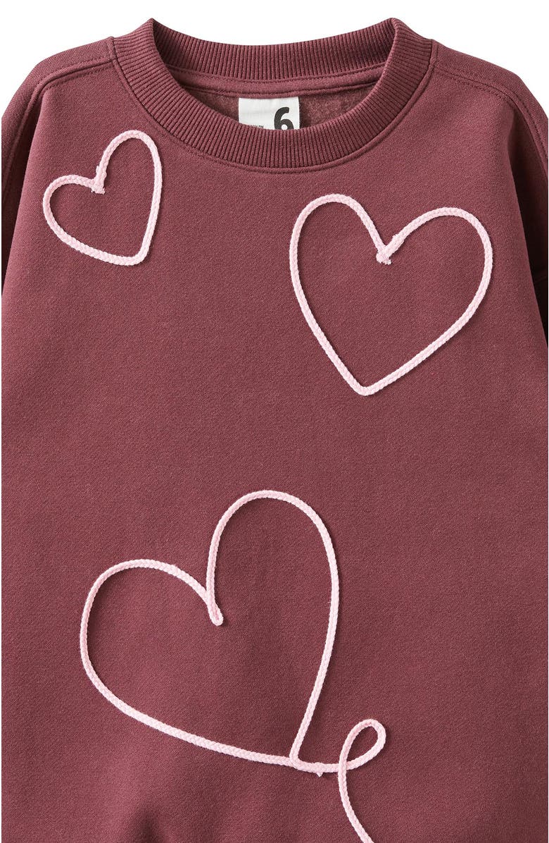 Cotton On Kids Kid's Sammy Oversized Crew, Alternate, color, Bordeaux Heart