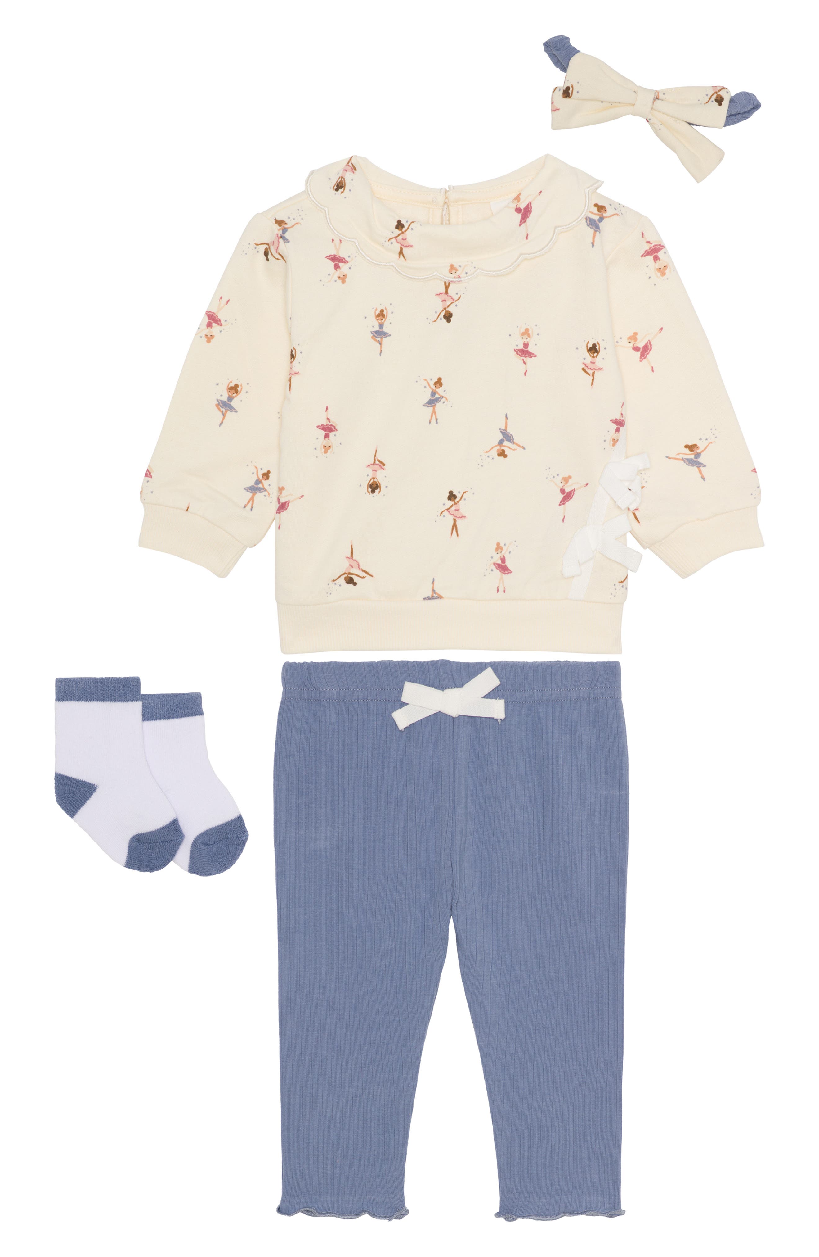 PL Baby by Petit Lem Long Sleeve Top, Leggings, Headband & Socks Set