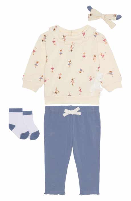 PL Baby by Petit Lem Long Sleeve Top, Leggings, Headband & Socks Set