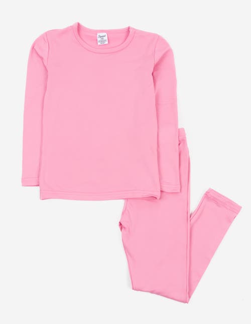 Leveret Kids Solid Thermal Pajamas In Pink