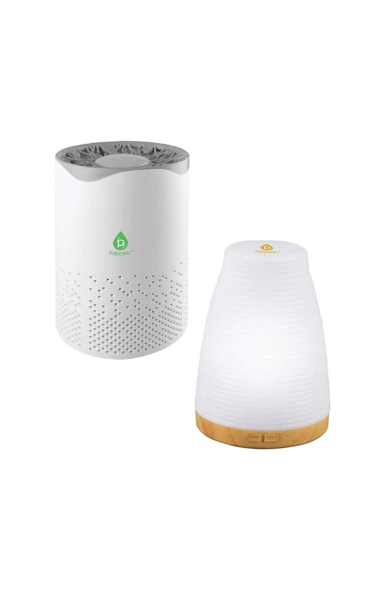 PURSONIC USB Aroma Diffuser & True HEPA Air Purifier Bundle, Main, color, White