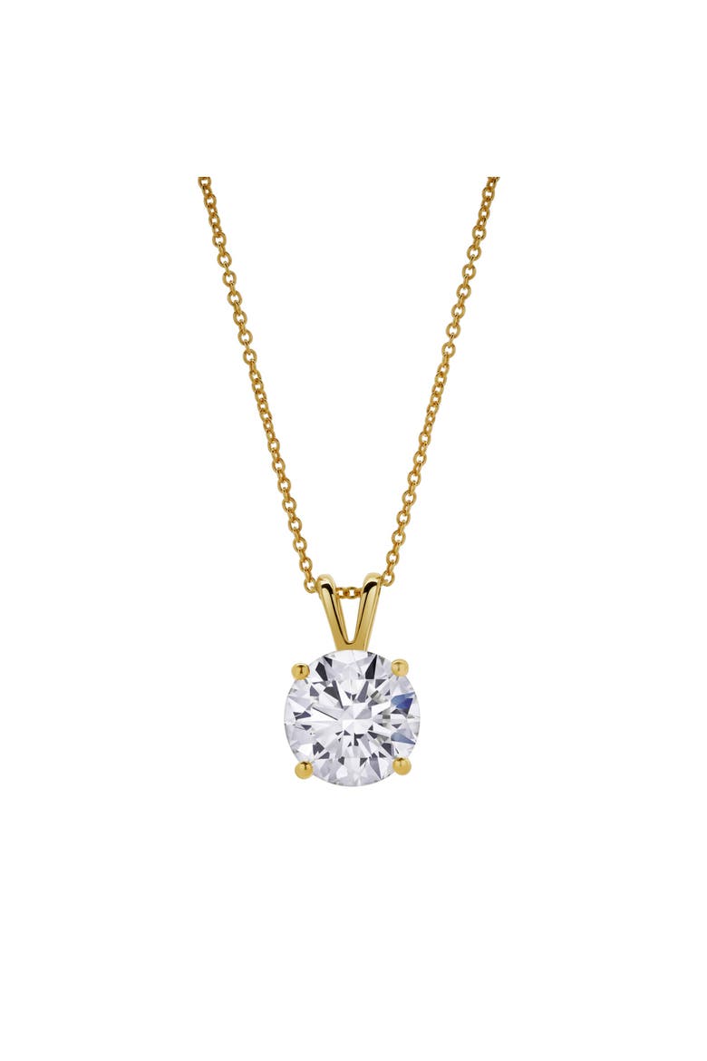 Lucent 14K Gold 3 Ct Round Lab Grown Diamond Pendant Necklace, Main, color, 14K Yellow Gold