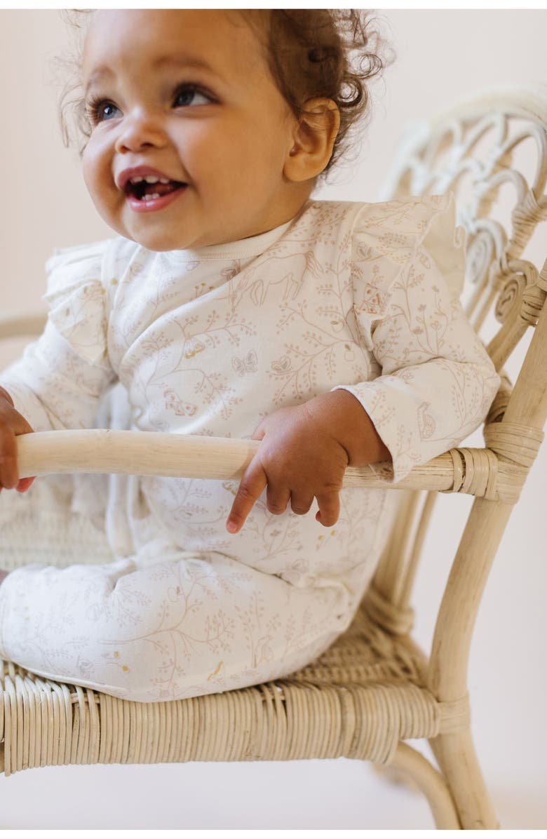 Pehr Secret Garden Ruffle Organic Cotton Romper, Alternate, color, 