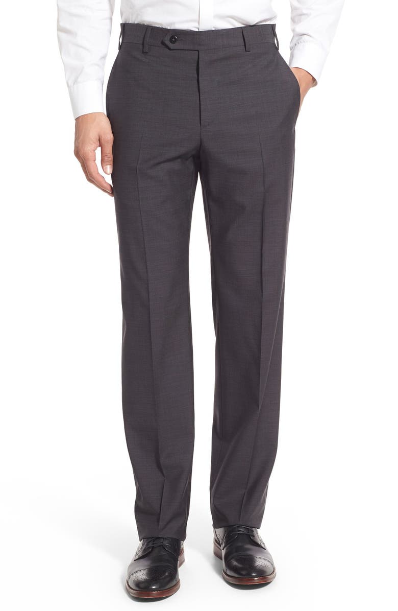 Zanella 'Devon' Flat Front Solid Wool Trousers, Main, color, 