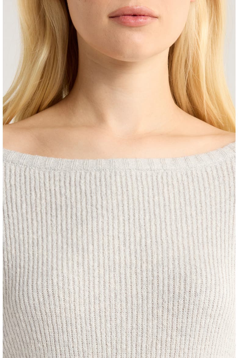 Cosette Off the Shoulder Rib Sweater, Alternate, color, HEATHER GREY