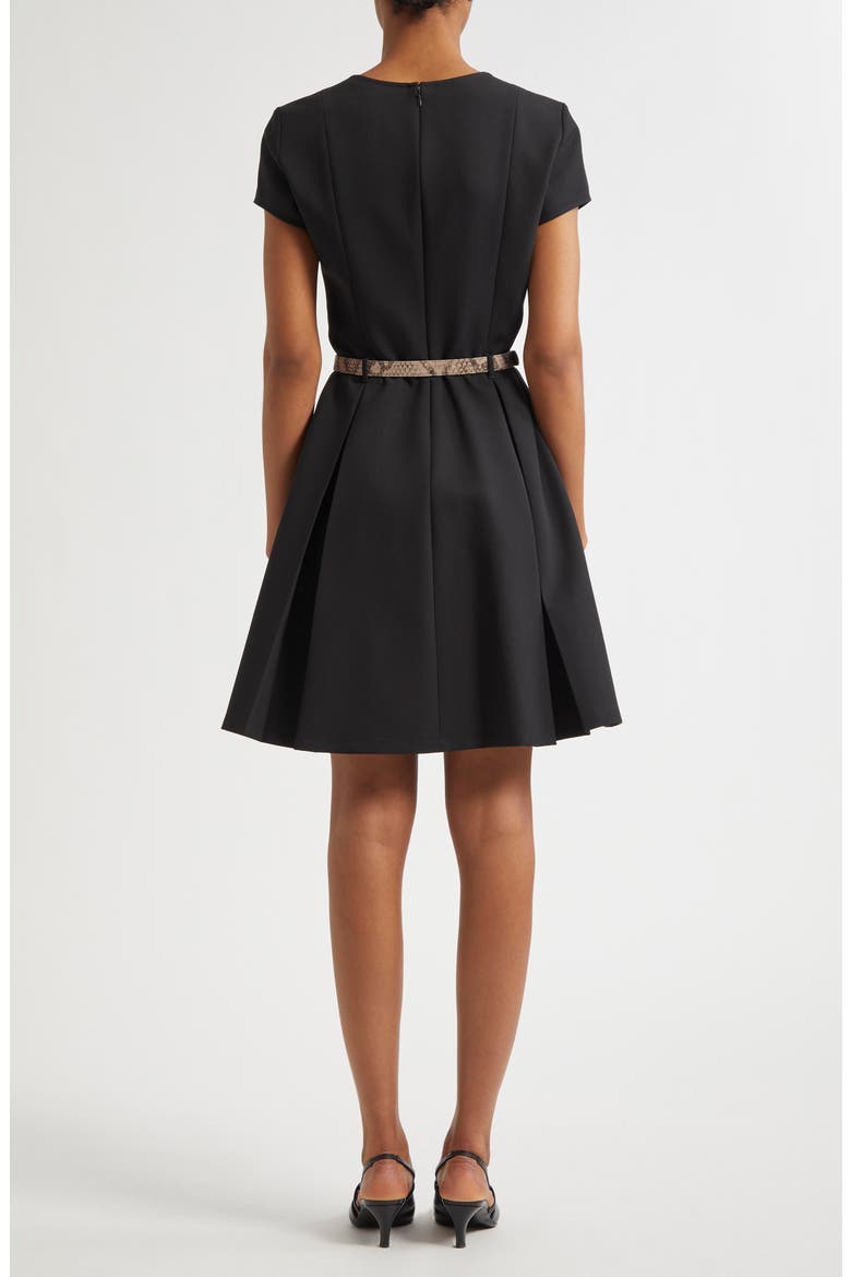 Emma Belted Flare Minidress, Alternate, color, SOLID BLACK
