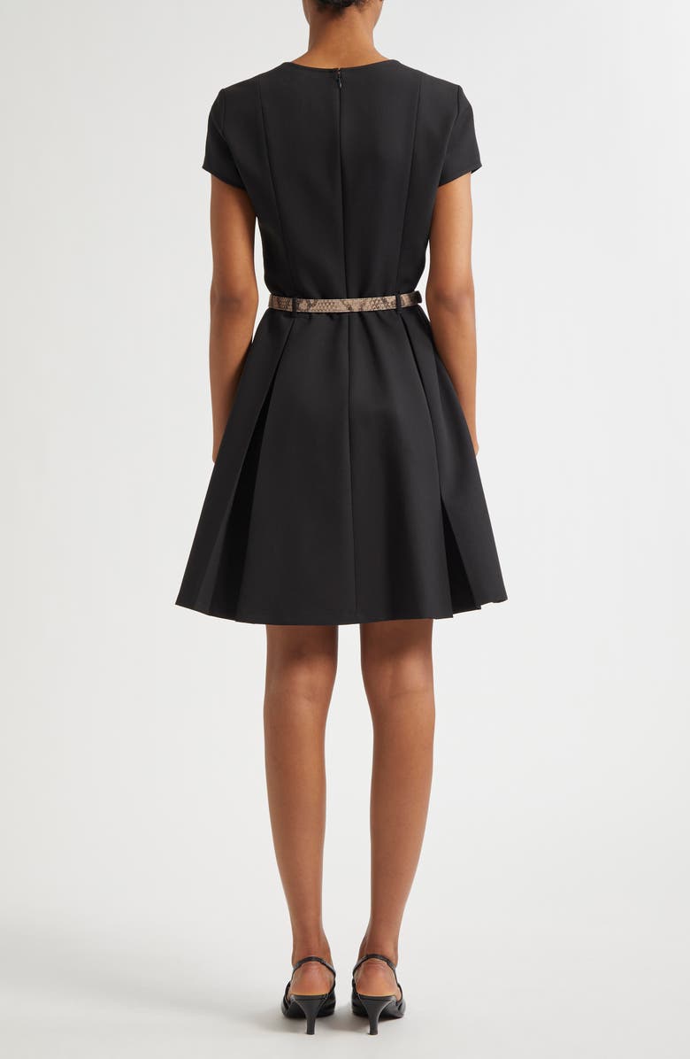 Emporio Armani Emma Belted Flare Minidress, Alternate, color, Solid Black