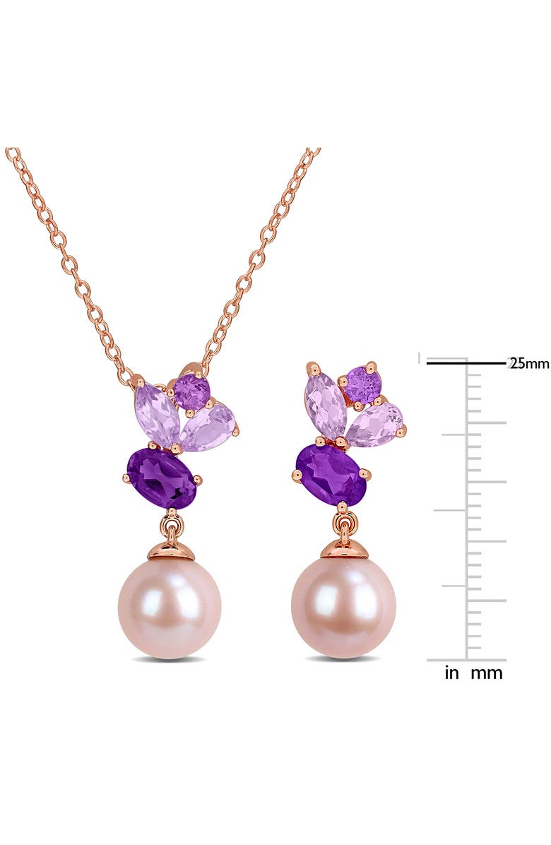 DELMAR Amethyst & Pink Cultured Pearl Pendant Necklace & Drop Earrings Set, Alternate, color, 