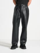 Manière De Voir Serge Relaxed Fit Leather Pleated Trousers