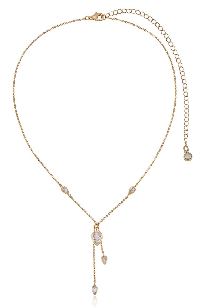 Bezel Lariat Necklace, Main, color, GOLD