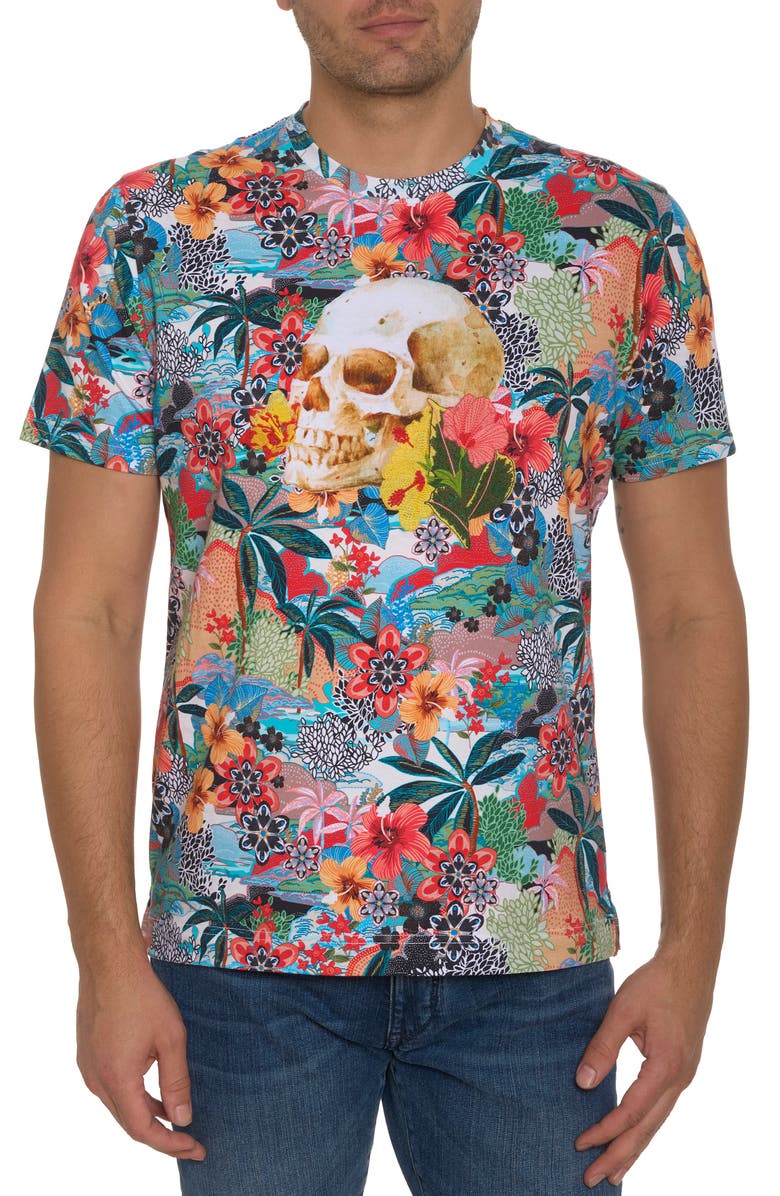 Robert Graham Tropical Skull Cotton Graphic T-Shirt, Main, color,
