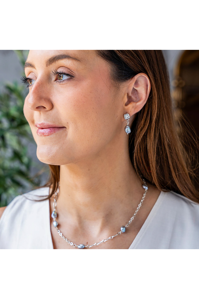Keshi Pearl Drop Earrings, Alternate, color, Gold