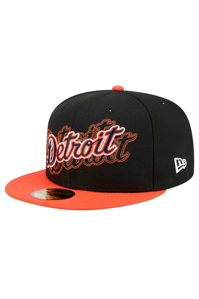 Men's New Era Black Detroit Tigers Shadow Stitch 59FIFTY Fitted Hat, Main, color, Black