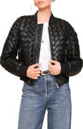 Avec Les Filles Weave Crop Faux Leather Bomber Jacket
