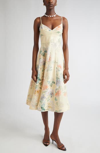 【送料&関税込】Zimmermann Illuminate Picnic Flared Midi Dre Zimmermann - Illuminate Lemon Hydrangea Picnic Dress
