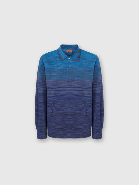 Long Sleeve Polo With Flame Knit