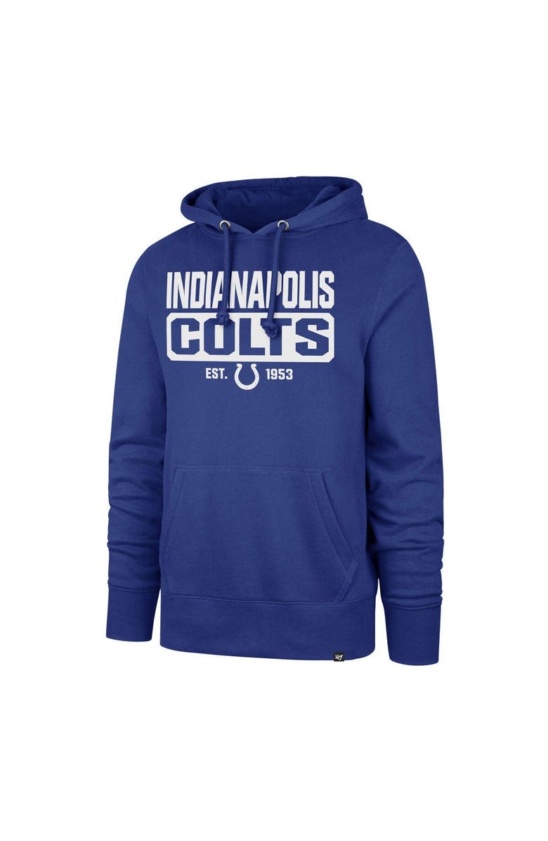 '47 Men's '47 Royal Indianapolis Colts Box Out Headline Pullover Hoodie, Main, color, 