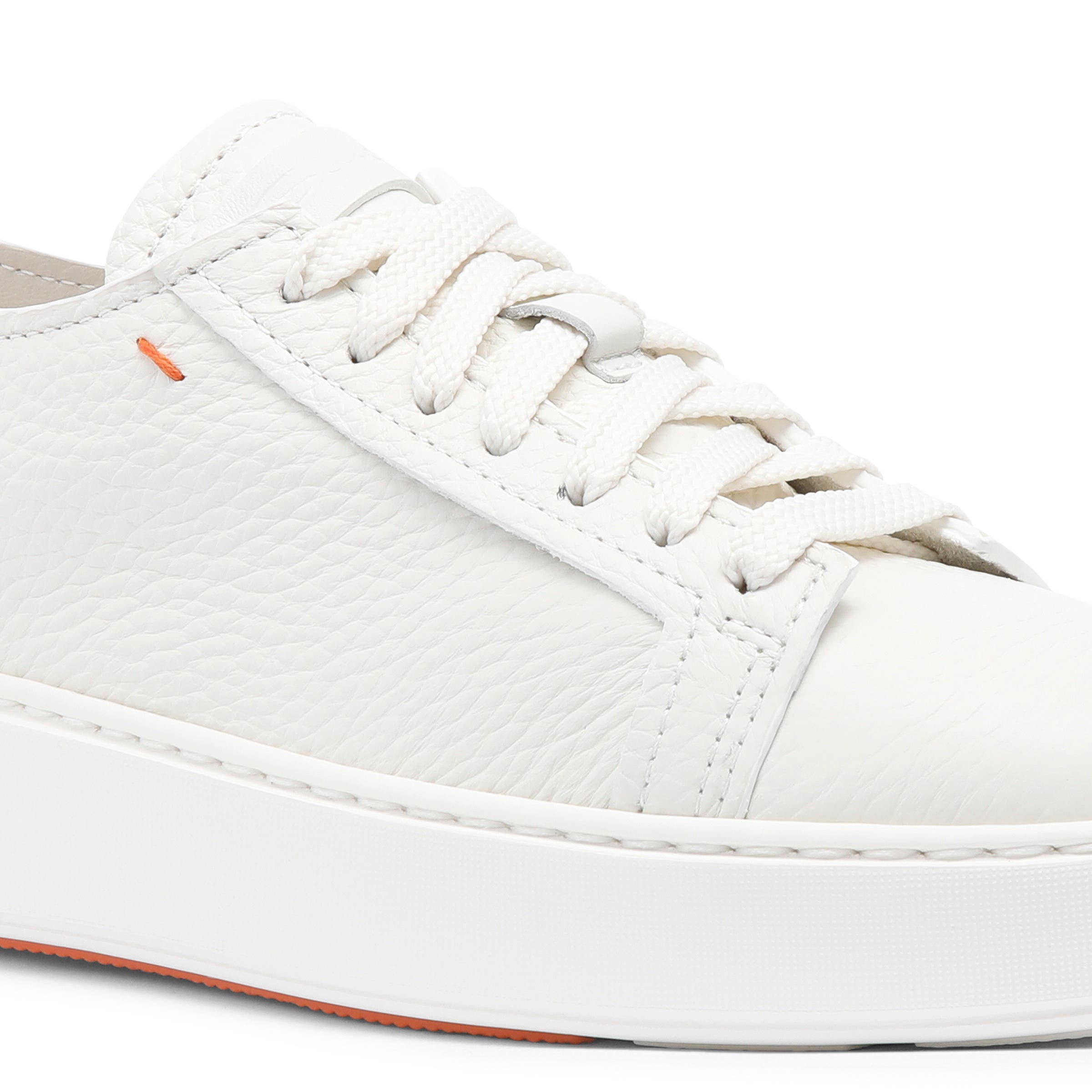 Santoni Women's tumbled leather sneaker, Alternate, color, White