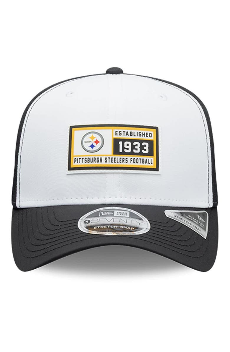 New Era Men's New Era  White/Black Pittsburgh Steelers Established Patch 9SEVENTY Adjustable Hat, Alternate, color, White