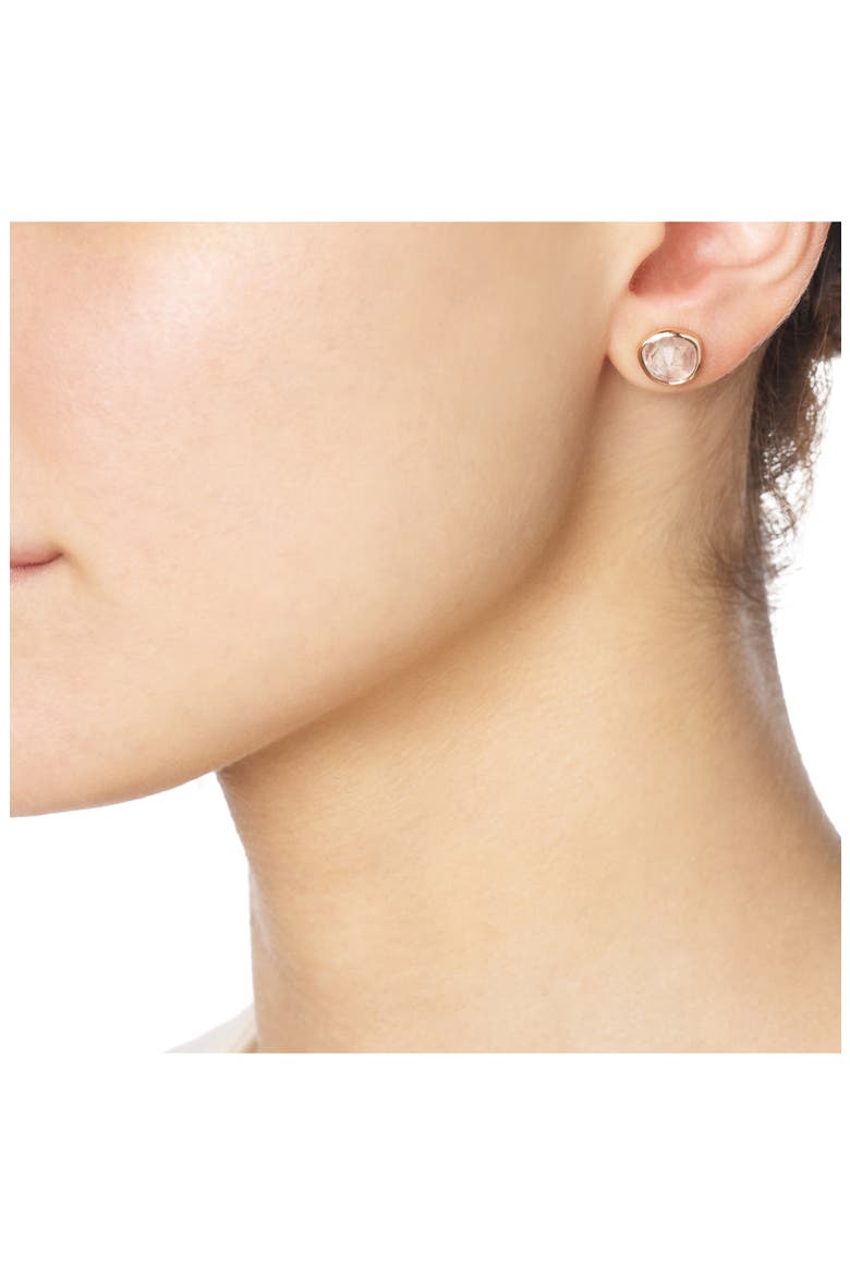 Siren Semiprecious Stone Stud Earrings , Alternate, color, ROSE QUARTZ/ ROSE GOLD