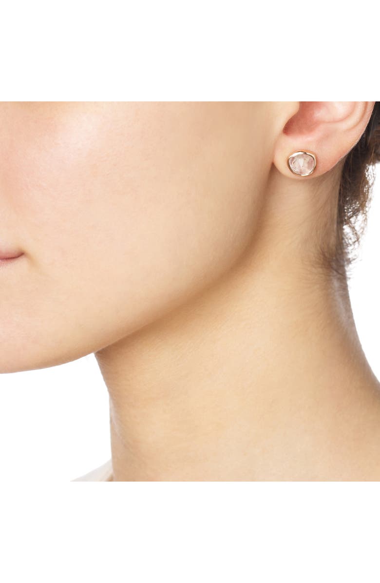 Monica Vinader Siren Semiprecious Stone Stud Earrings, Alternate, color, Rose Quartz/ Rose Gold