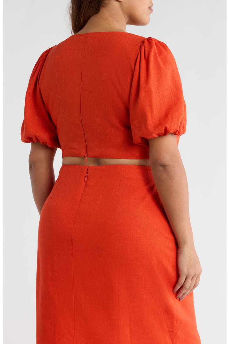 Bet On You Faux Wrap Crop Top, Alternate, color, RED ORANGE