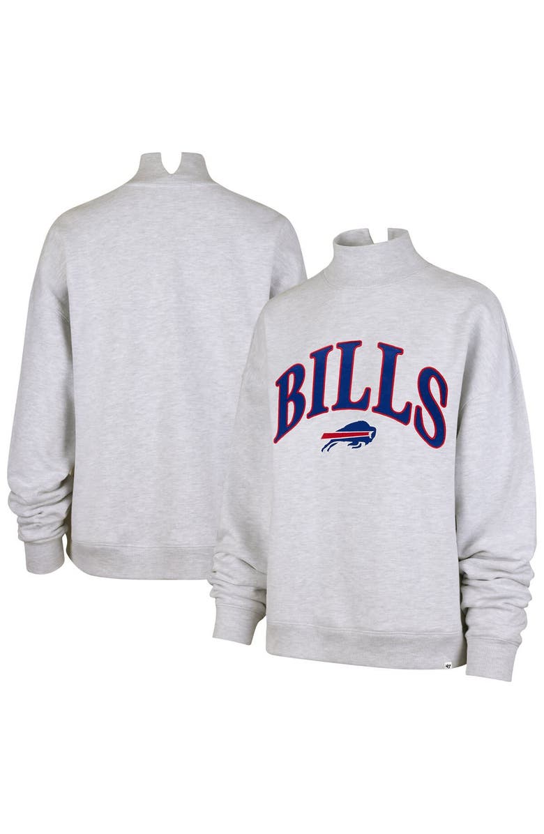 '47 Women's '47 Heather Gray Buffalo Bills Vantage Mock Neck Pullover Sweatshirt, Main, color, 