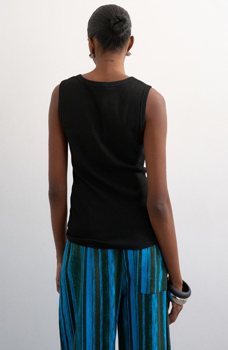 Topshop V-Neck Stretch Cotton Rib Tank, Alternate, color,